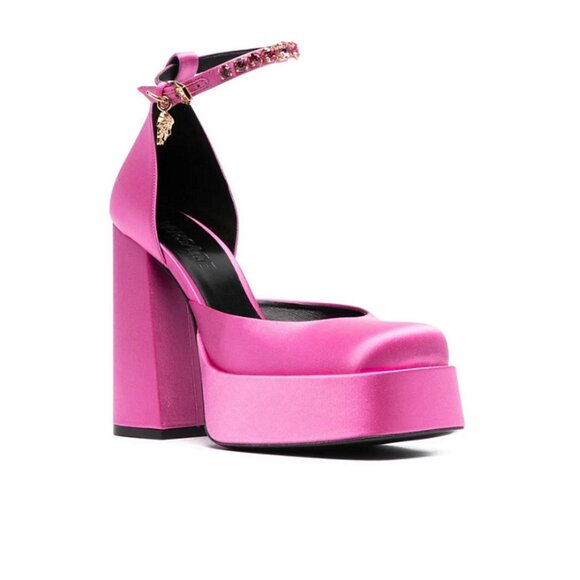 Versace Medusa Aevitas Satin Crystal-Embellished Platform Pumps - Picture 1 of 16